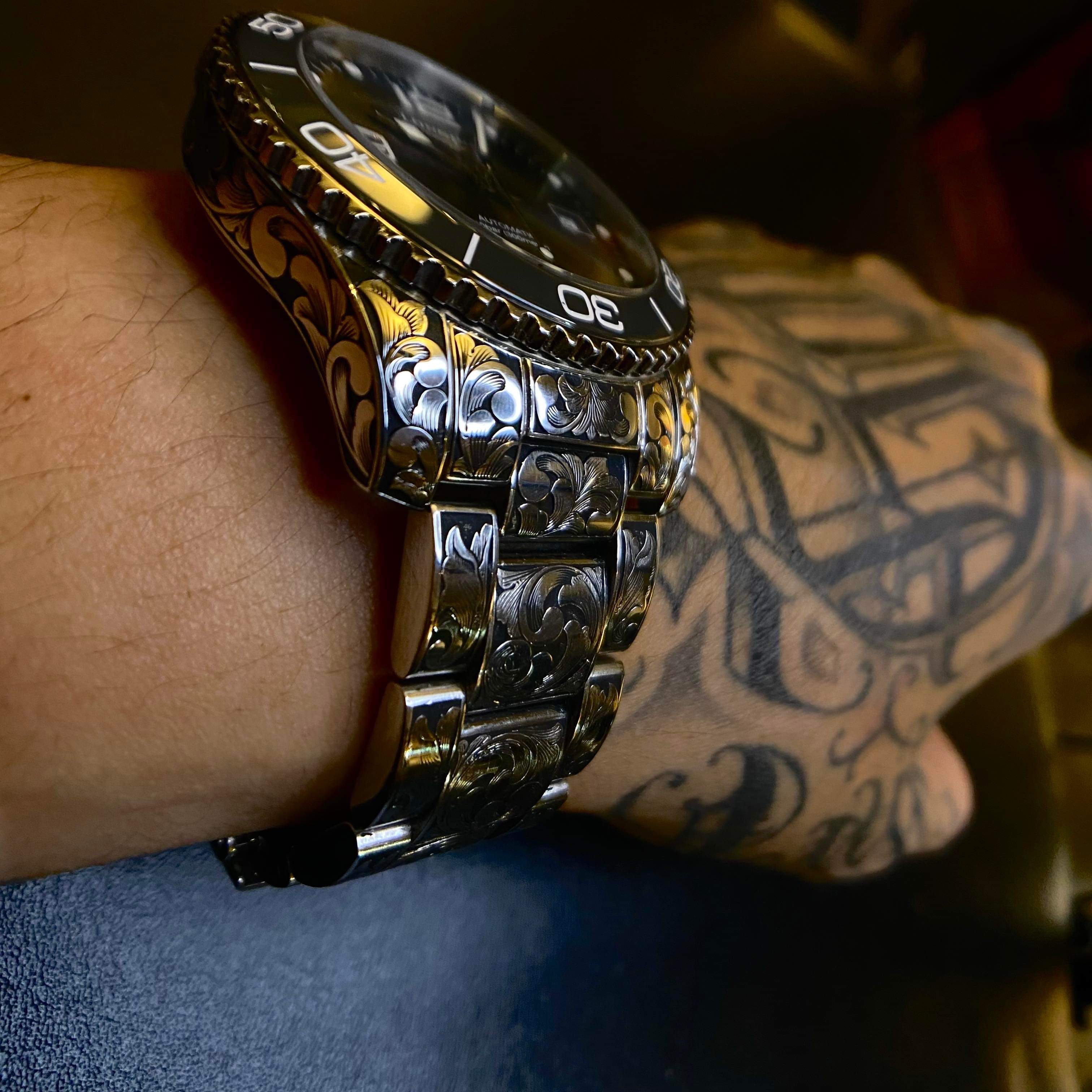 Longines hand engraving detail