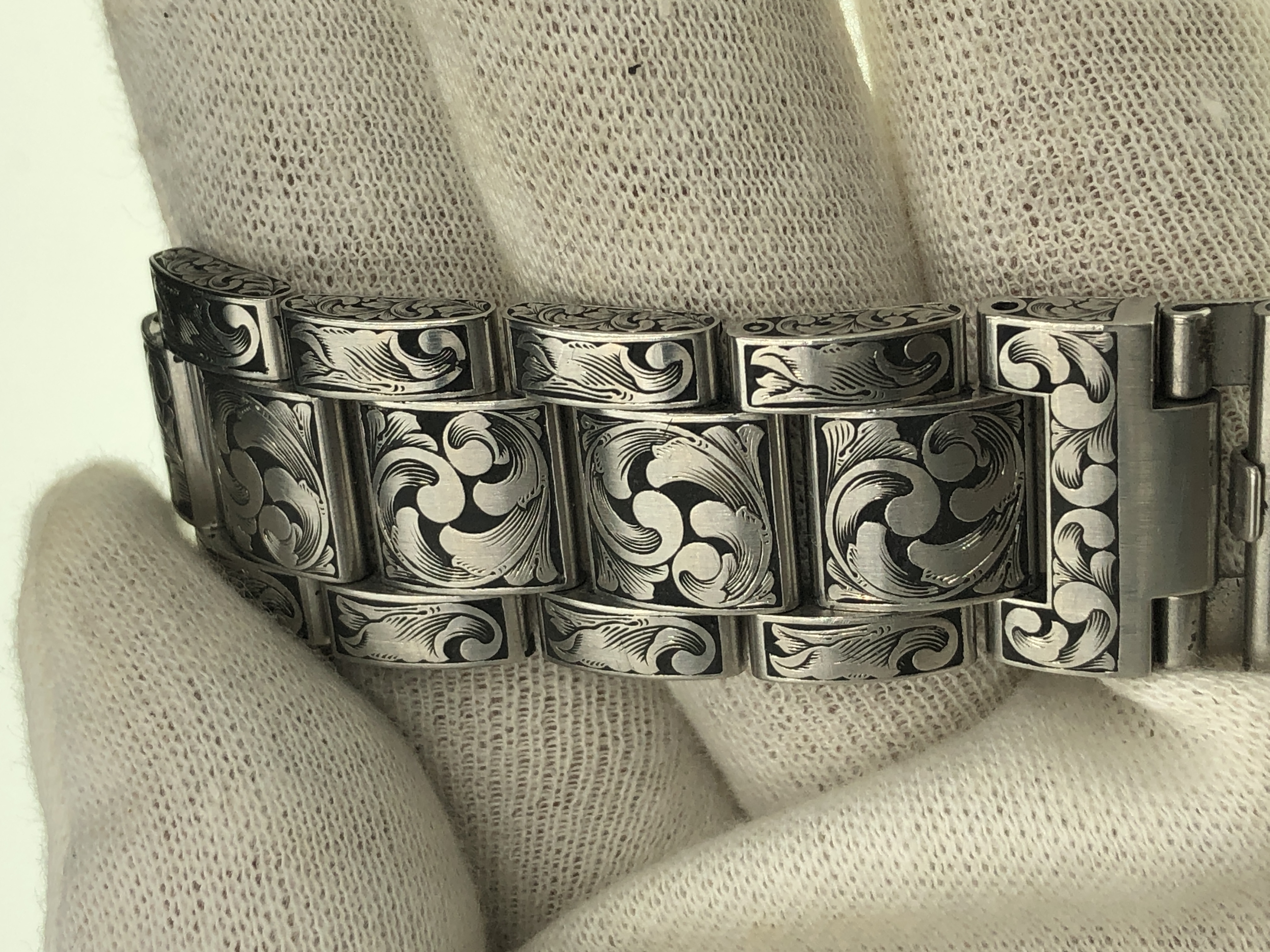 Traditional floral engraving detail